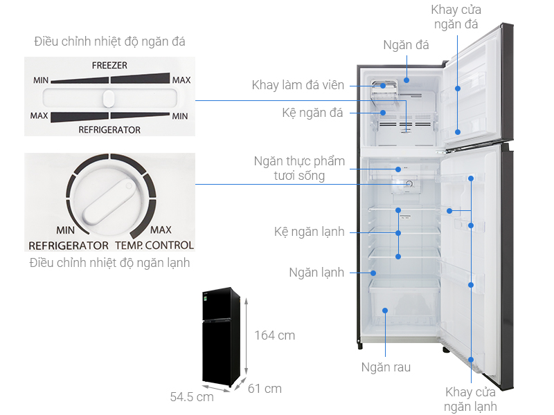 Tủ lạnh Toshiba Inverter 253 lít GR-B31VU(SK) 2 cánh