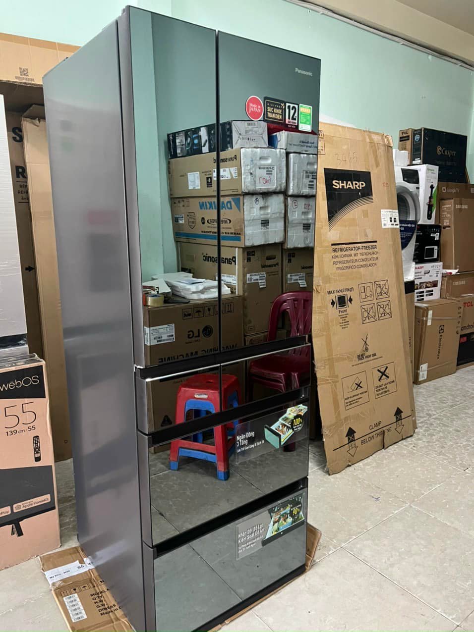 Tủ lạnh Panasonic inverter 491 lít NR-F503GT-X2 6 cánh gương chính hãng