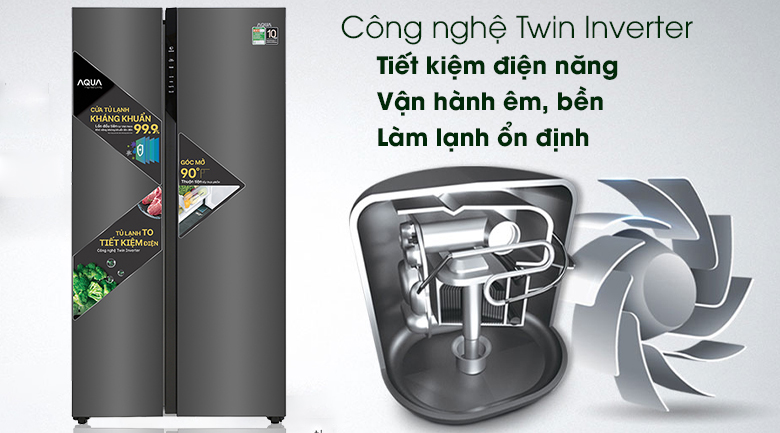 Tủ lạnh Aqua Inverter 541 lít AQR-S541XA(BL)