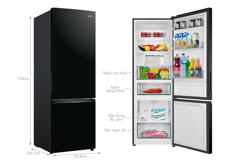Tủ lạnh Aqua inverter 324 lít AQR-B390MA(FB) 2023