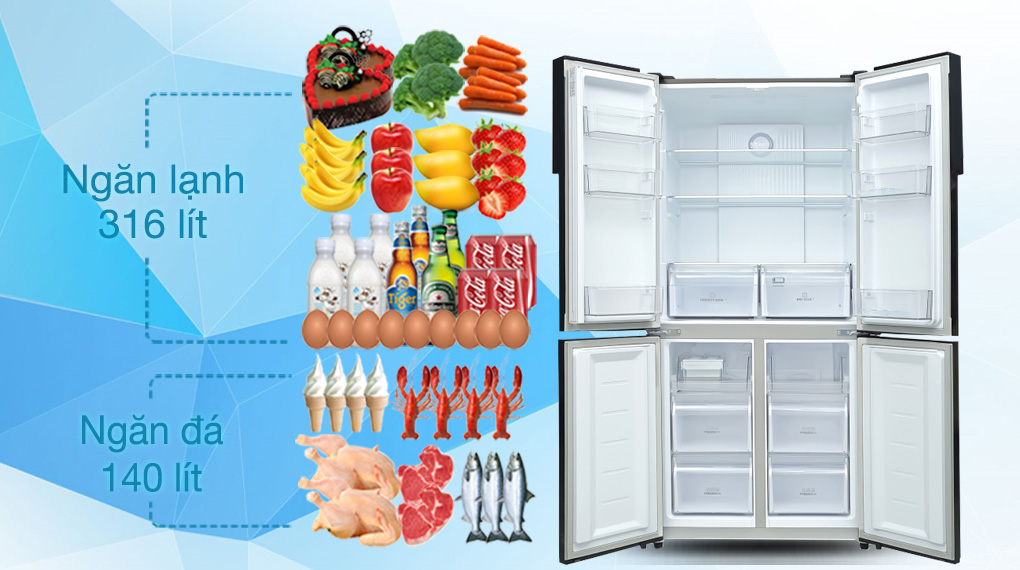 Tủ lạnh Aqua 456 lít inverter AQR-M525XA(FB) model 2022