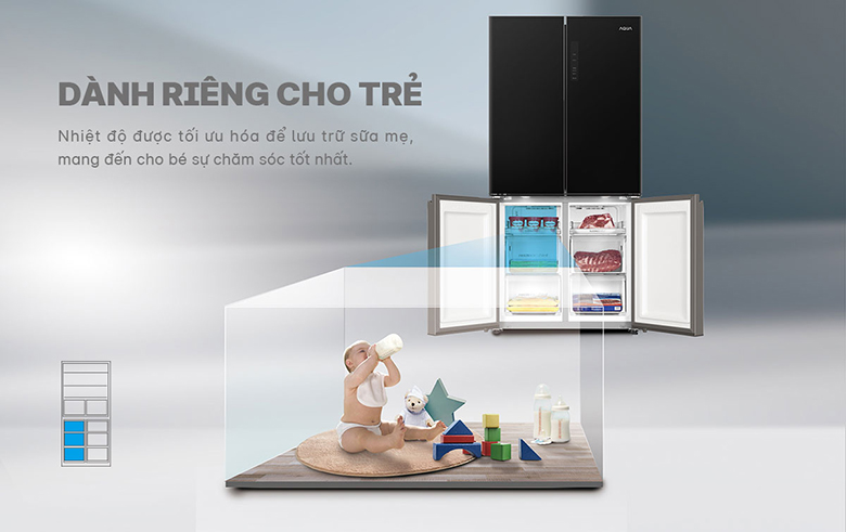 Tủ lạnh 4 cánh Aqua inverter 549 lít AQR-IG636FM(GB) giá tốt