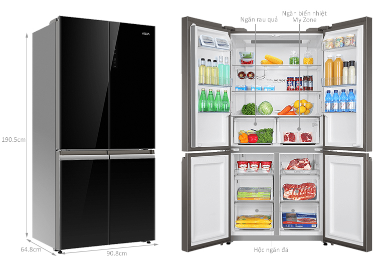 Tủ lạnh 4 cánh Aqua inverter 549 lít AQR-IG636FM(GB) giá tốt