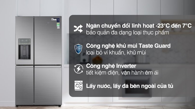 Tủ lạnh 4 cánh Electrolux inverter 680 lít EQE6879A-B model 2022