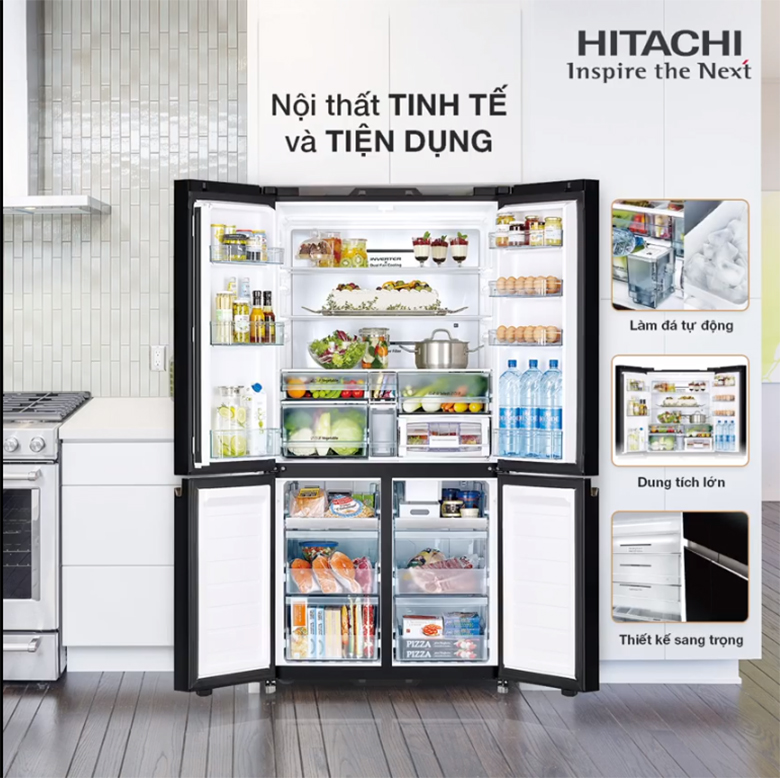 Tủ lạnh inverter Hitachi R-WB640VGV0X (MGW) 4 cửa Ngăn Đông Dưới