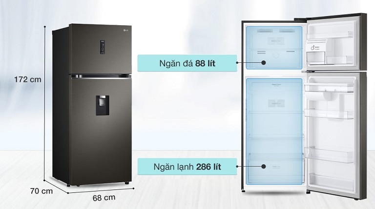 Tủ lạnh LG Inveter GN-D372BLA dung tích 374 lít
