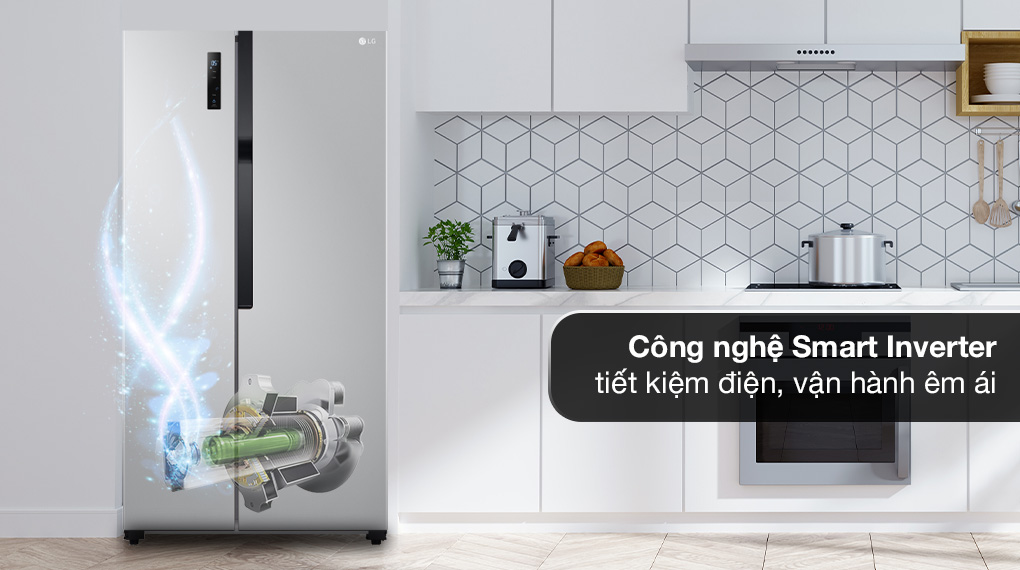 Tủ lạnh LG side by side inverter 519 lít GR-B256JDS 2023