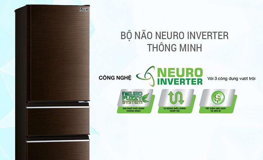 Tủ lạnh Mitsubishi 365 lít MR-CX46ER-BRW 3 cửa inverter tại Hà Nội