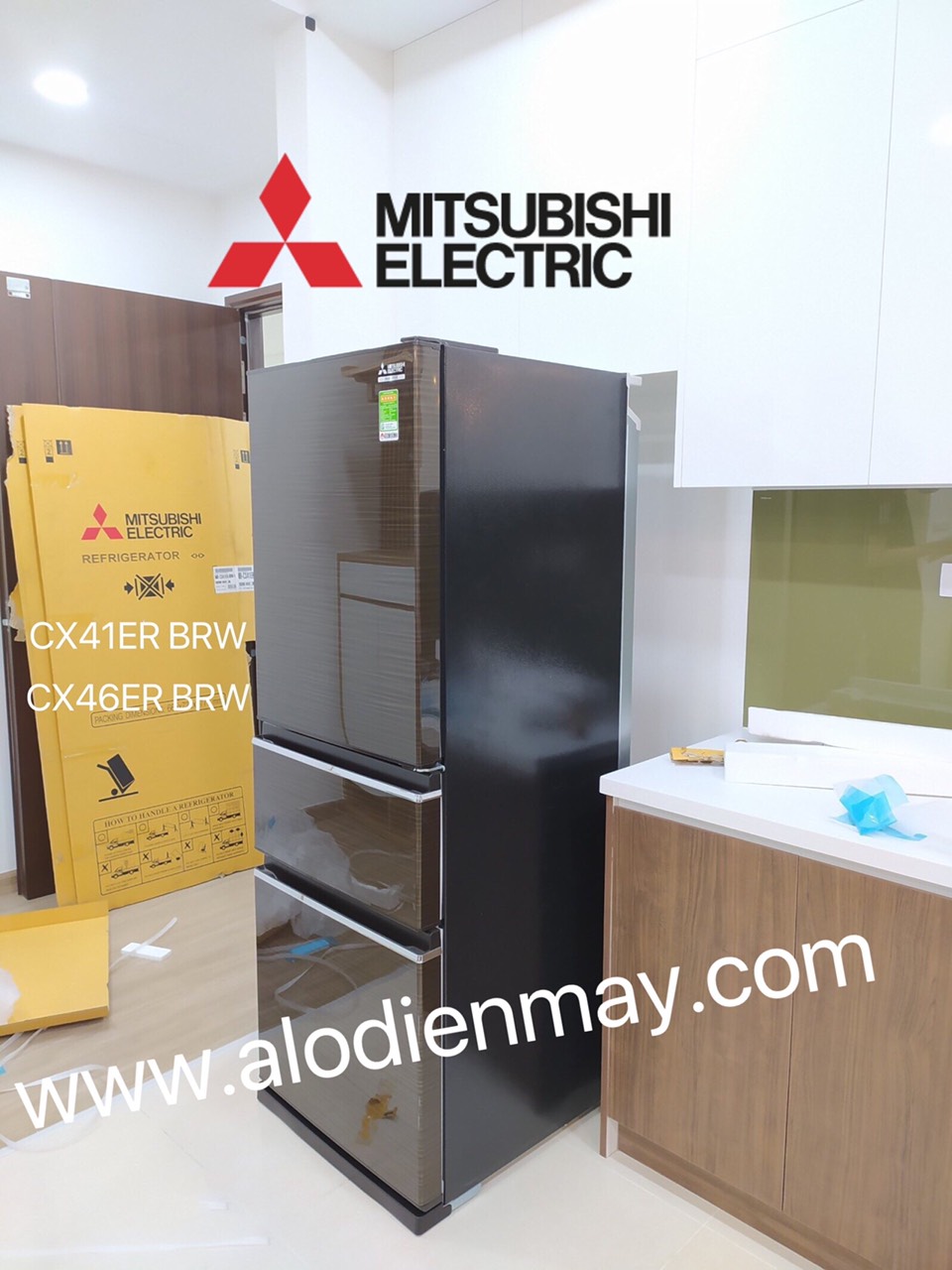 Tủ lạnh Mitsubishi 365 lít MR-CX46ER-BRW 3 cửa inverter tại Hà Nội