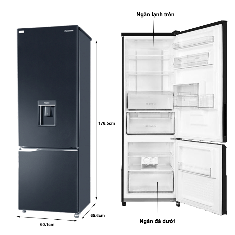 Tủ lạnh Panasonic Inverter 322 lít NR-BC360WKVN 2 cánh