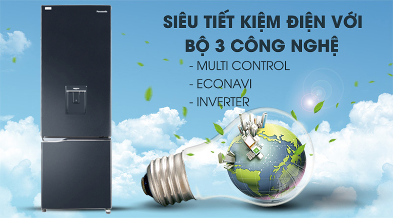 Tủ lạnh Panasonic Inverter 322 lít NR-BC360WKVN 2 cánh