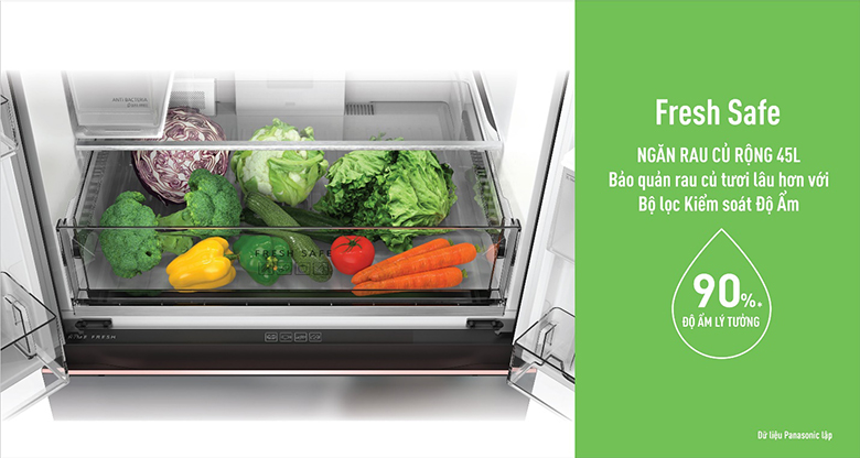 Tủ lạnh Panasonic Inverter 540 lít NR-YW590YMMV ngăn rau củ tươi ngon