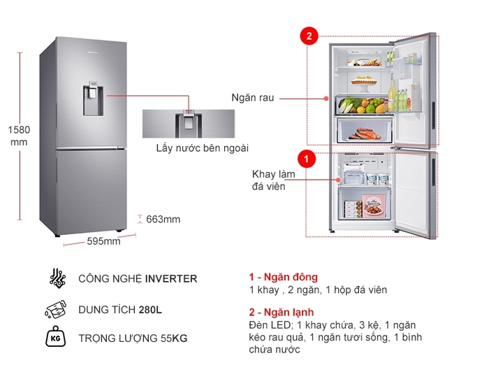 Tủ lạnh Samsung RB27N4170S8/SV - 276 Lít, Digital Inverter