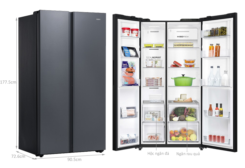 Tủ lạnh SBS Aqua 646 lít inverter AQR-S682XA(SLB) 2023