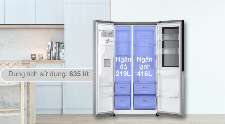 Tủ lạnh SBS LG InstaView inverter 635 lít GR-G257SV 2023