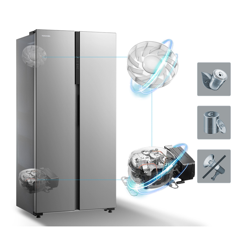 Tủ lạnh SBS thông minh Toshiba inverter 460 lít GR-RS600WI-PMV(49)-SL 2022