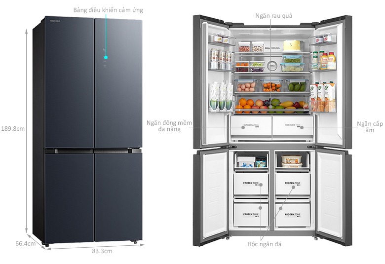Tủ lạnh 4 cánh Toshiba inverter 515 lít GR-RF670WI-PGV(A9)-BG giá tốt