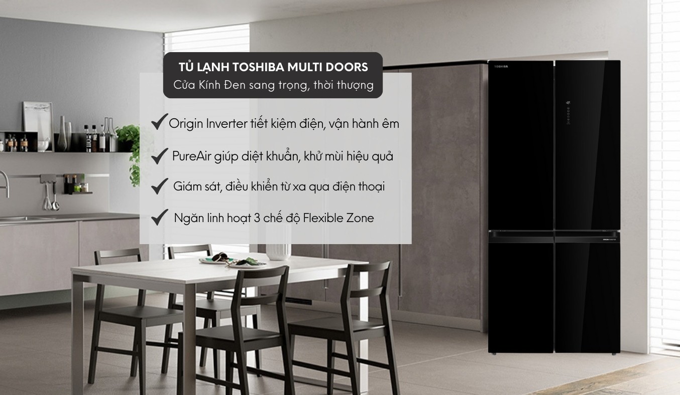 Tủ lạnh Toshiba 4 cánh inverter 515 lít GR-RF677WI-PGV(22)-XK
