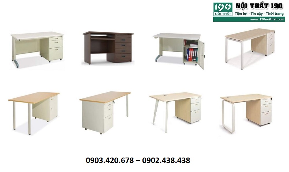 Bàn làm việc có hộc tủ 190 đa dạng về kích thước, chất liệu và kiểu dáng