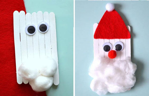 Làm ông già Noel từ giấy, bông gòn