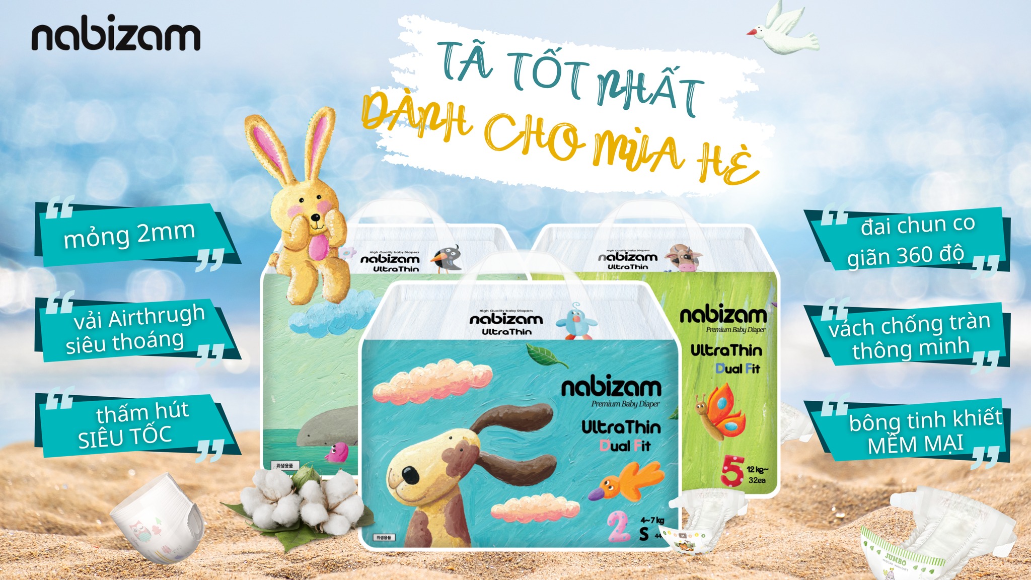 Nabizam xứng đáng là tã bỉm hè tốt nhất cho mùa hè nóng nực