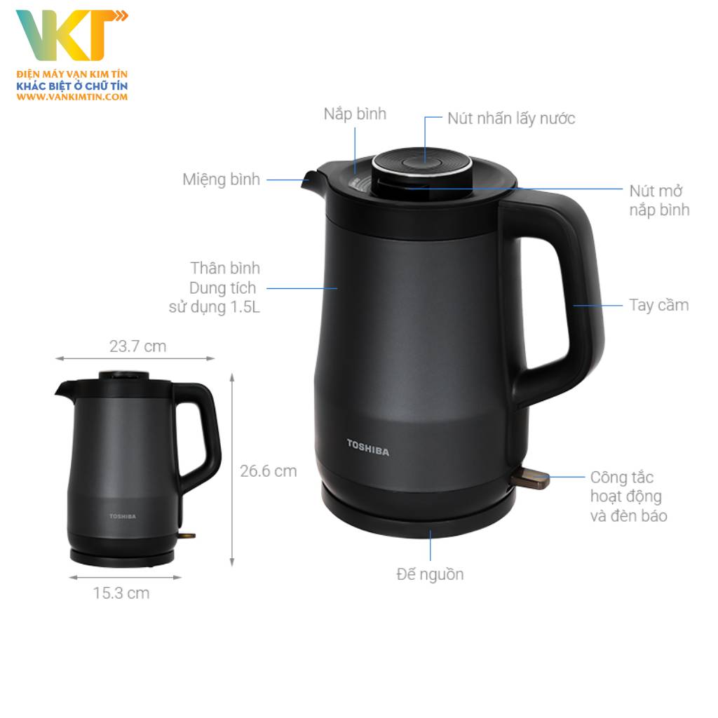 Bình đun siêu tốc Toshiba KT-15DRTVN(H) - Thông số kỹ thuật