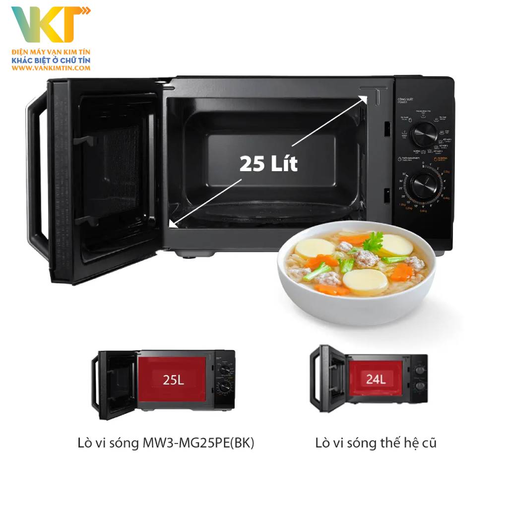 Lò vi sóng có nướng Toshiba MW3-MG25PE(BK) - Thiết kế tinh tế với dung tích lý tưởng dành cho gia đình
