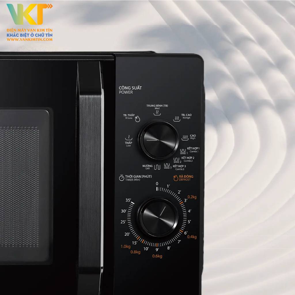 Lò vi sóng có nướng Toshiba MW3-MG25PE(BK) - Bảng điều khiển nút vặn, dễ dàng chuyển giữa các chế độ