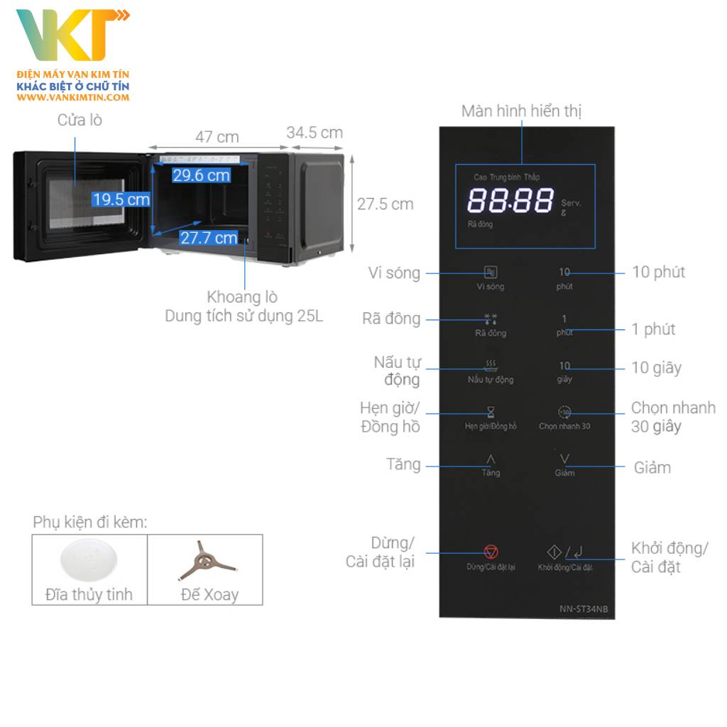 Lò vi sóng Panasonic NN-ST34NBYUE - Thông số kỹ thuật