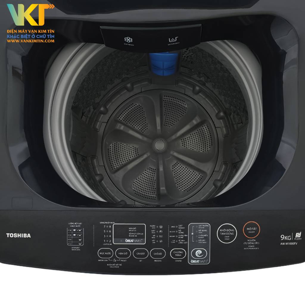Máy giặt Toshiba 9 kg AW-M1000FV(MK) - Lồng giặt hình dạng ngôi sao pha lê, làm sạch hiệu quả và bảo vệ quần áo tối đa