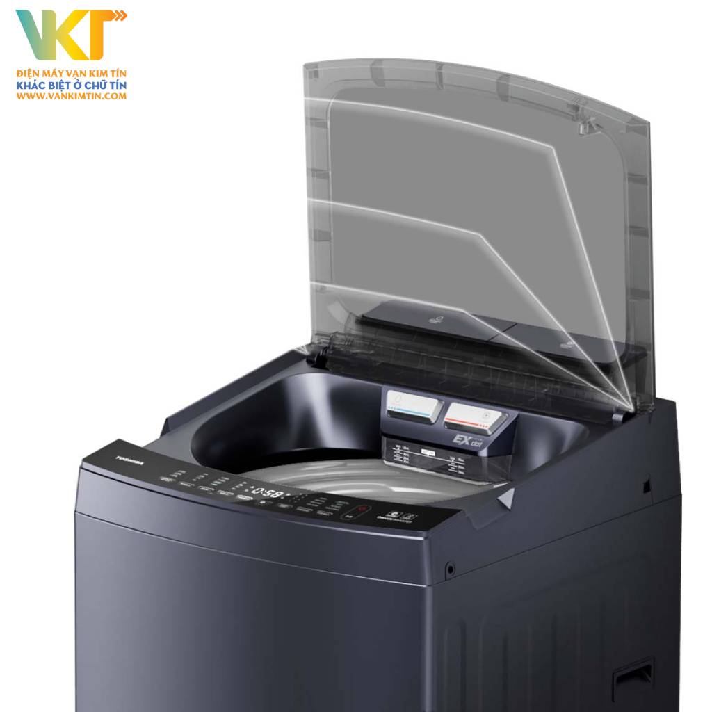 Máy giặt Toshiba Inverter 15 kg AW-DUHN1600LV(MG) - Nắp kính cường lực và chế độ đóng chậm an toàn
