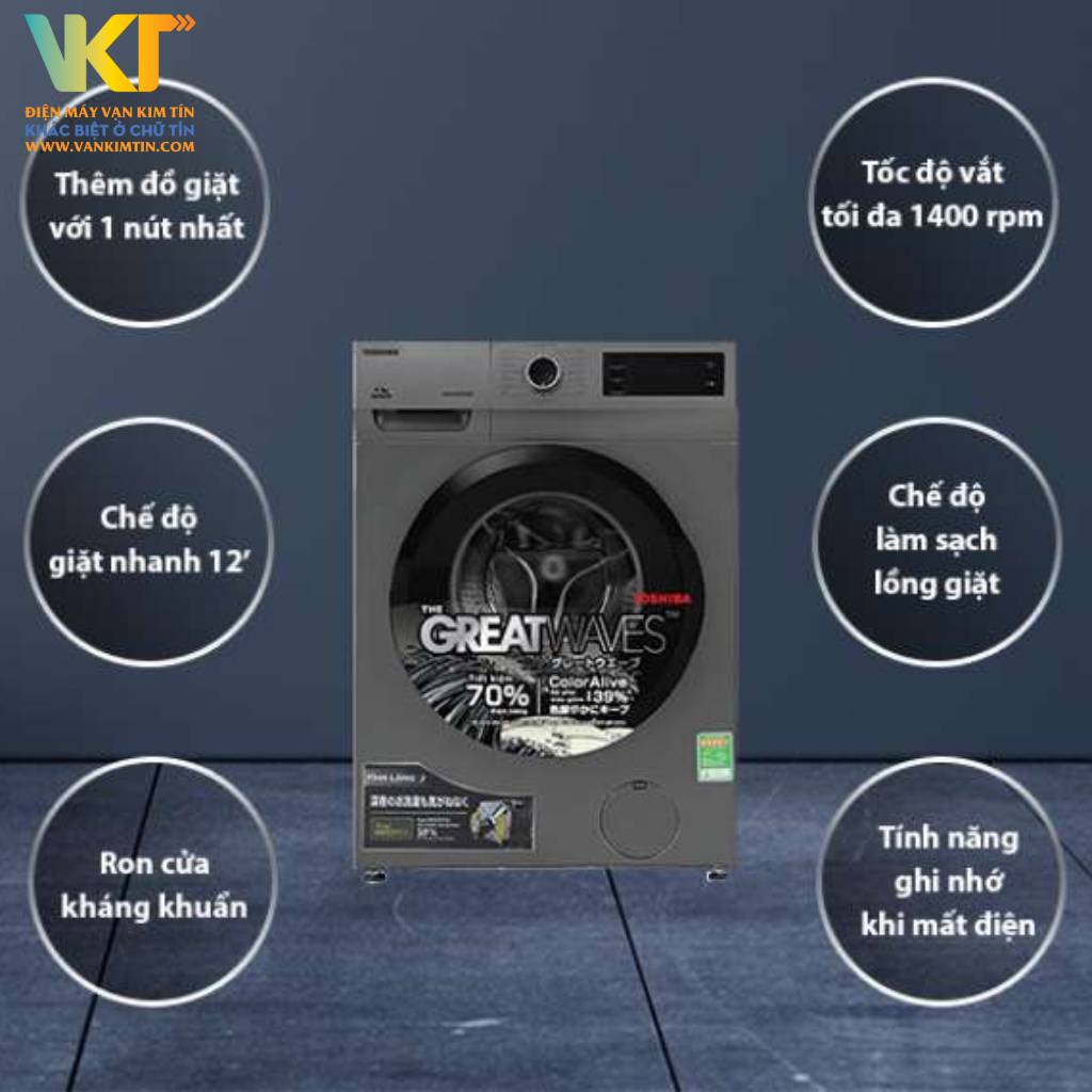 Máy giặt Toshiba Inverter 8.5 kg TW-BK95S3V(SK) - Đánh bay mọi vết bẩn cứng đầu với công nghệ Flush Waves