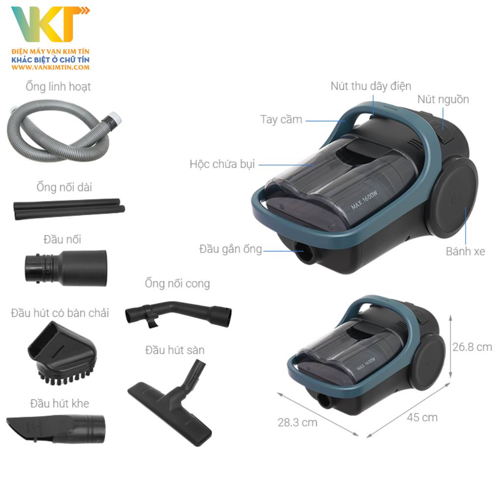 Máy hút bụi dạng hộp Panasonic MC-CL601AN49 - Thông số kỹ thuật