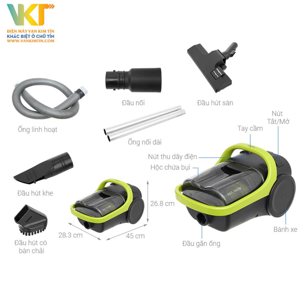 Máy hút bụi dạng hộp Panasonic MC-CL603GN49 - Thông số kỹ thuật