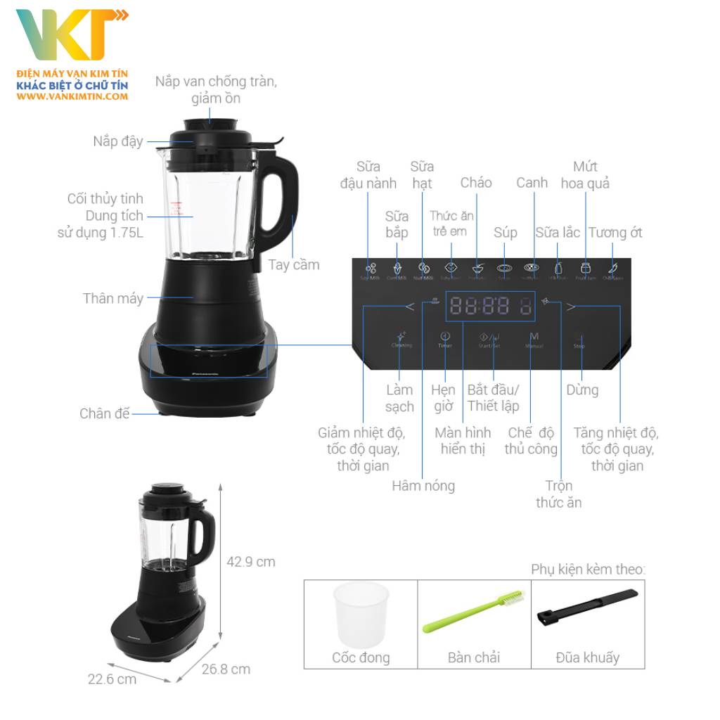 Máy làm sữa hạt Panasonic MX-HG6401KRA - Thông số kỹ thuật