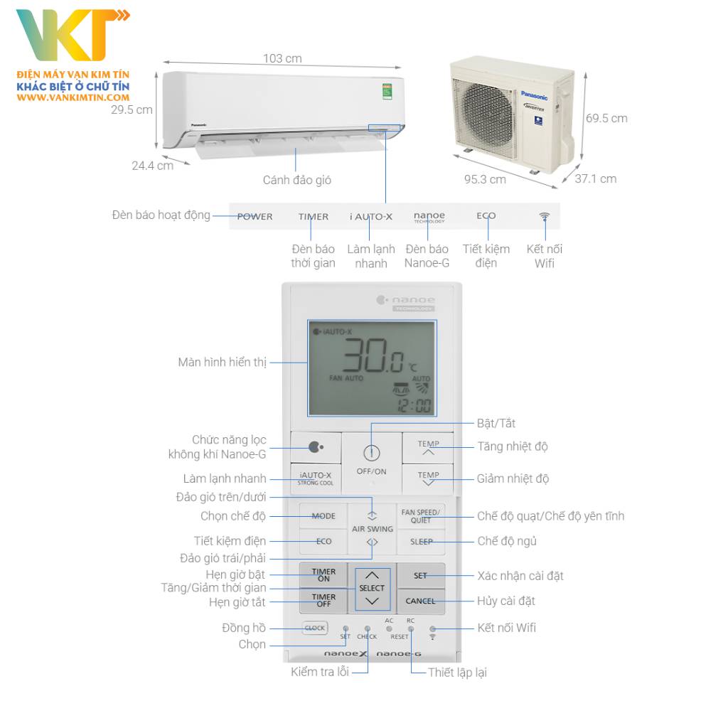 Máy lạnh Panasonic Inverter 2.5 HP CU/CS-XU24ZKH-8 - Thông số kỹ thuật