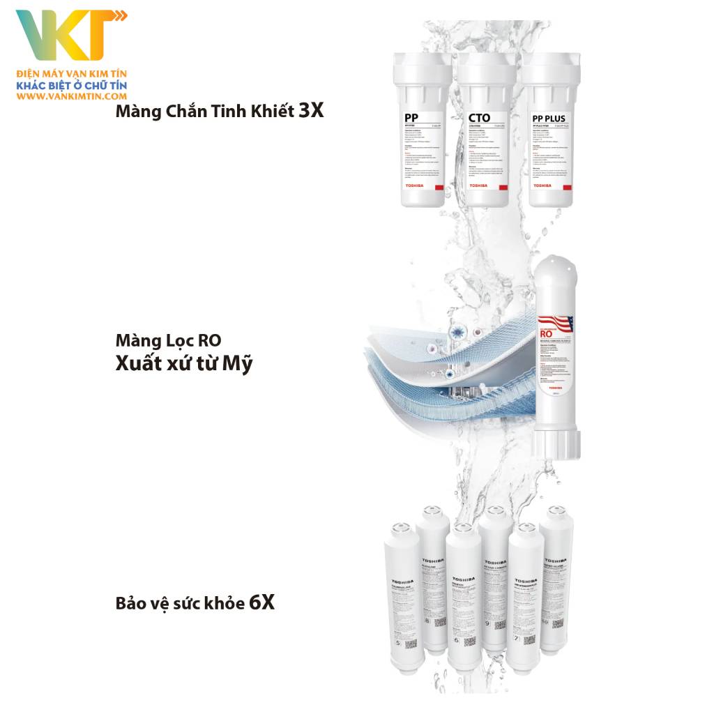 Máy lọc nước Toshiba TWP-WA3SVN(K) - Hệ thống lọc 10 bước, bảo toàn khoáng chất, loại bỏ tạp chất