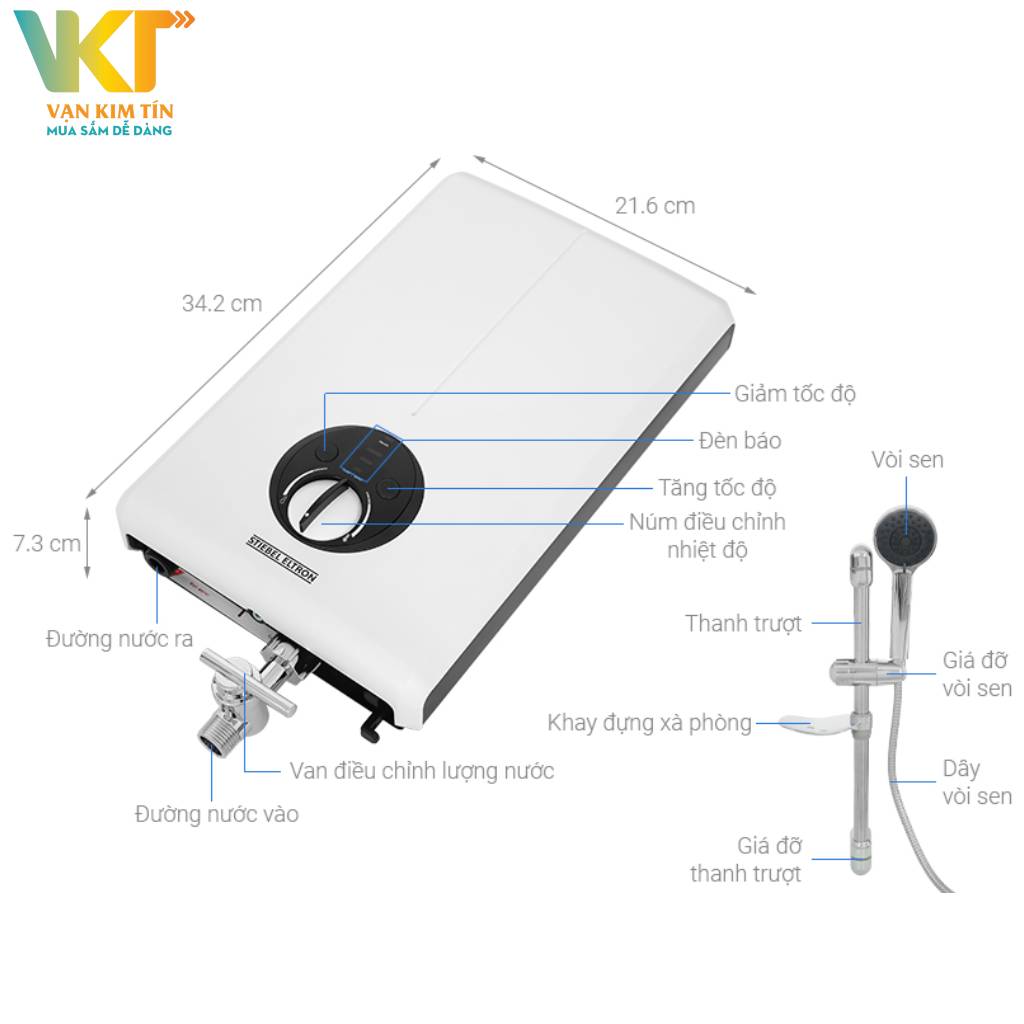 Máy nước nóng trực tiếp Stiebel Eltron 4500W XGP 45 EC - Thông số kỹ thuật