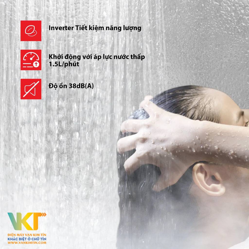 Máy tắm nóng trực tiếp Toshiba TWH-45EMCPVN(S)-CB - Bơm trợ lực DC tạo nên dòng nước mạnh mẽ và êm ái khi dùng