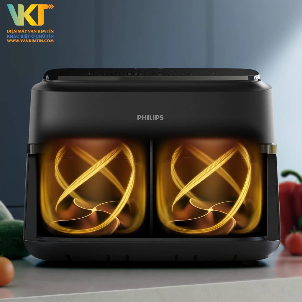 Nồi chiên không dầu Philips NA150/00 - Công nghệ Rapid Air Plus giúp chiên giòn đều, giảm 90% dầu mỡ