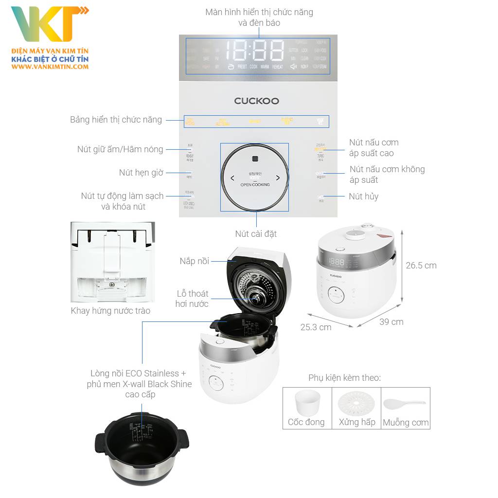 Nồi cơm áp suất cao tần Cuckoo 1.08 lít CRP-LHTR0609F - Thông số kỹ thuật