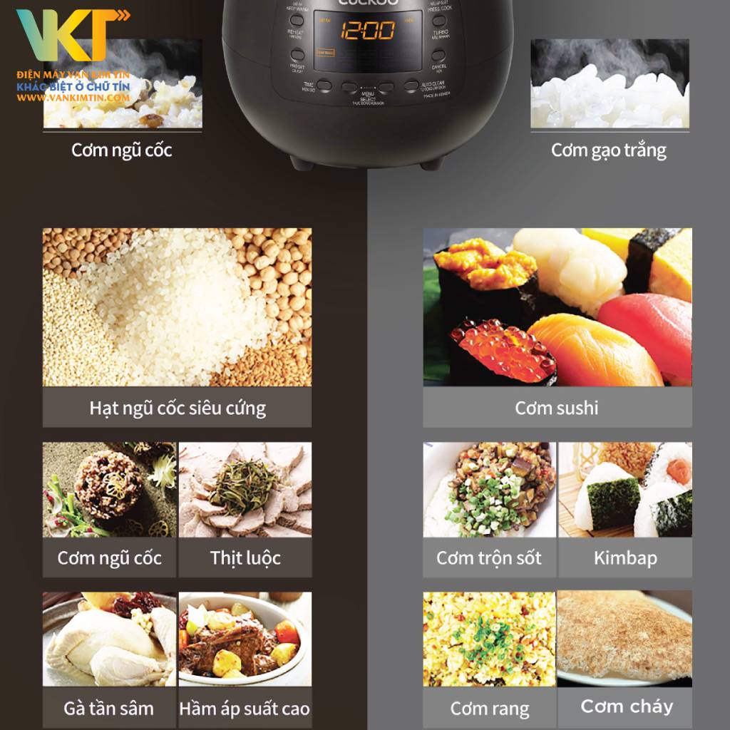 Nồi cơm áp suất điện tử Cuckoo 1.08 lít CRP-R0600F - Công nghệ nấu 3D kết hợp đa dạng chế độ khác nhau