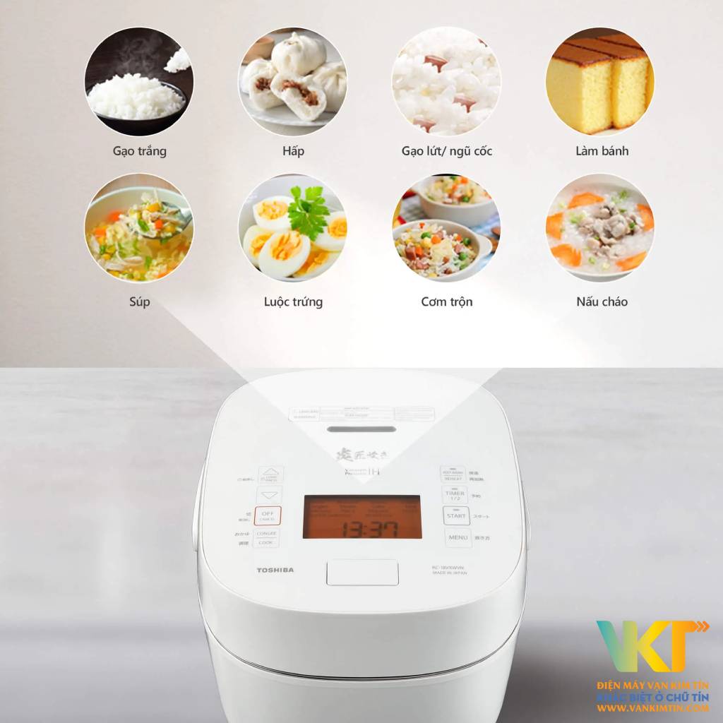 Nồi cơm cao tần áp suất Toshiba 1.8 lít RC-18VXWVN(W) - 14 chế độ nấu linh hoạt, đáp ứng nhu cầu khác nhau