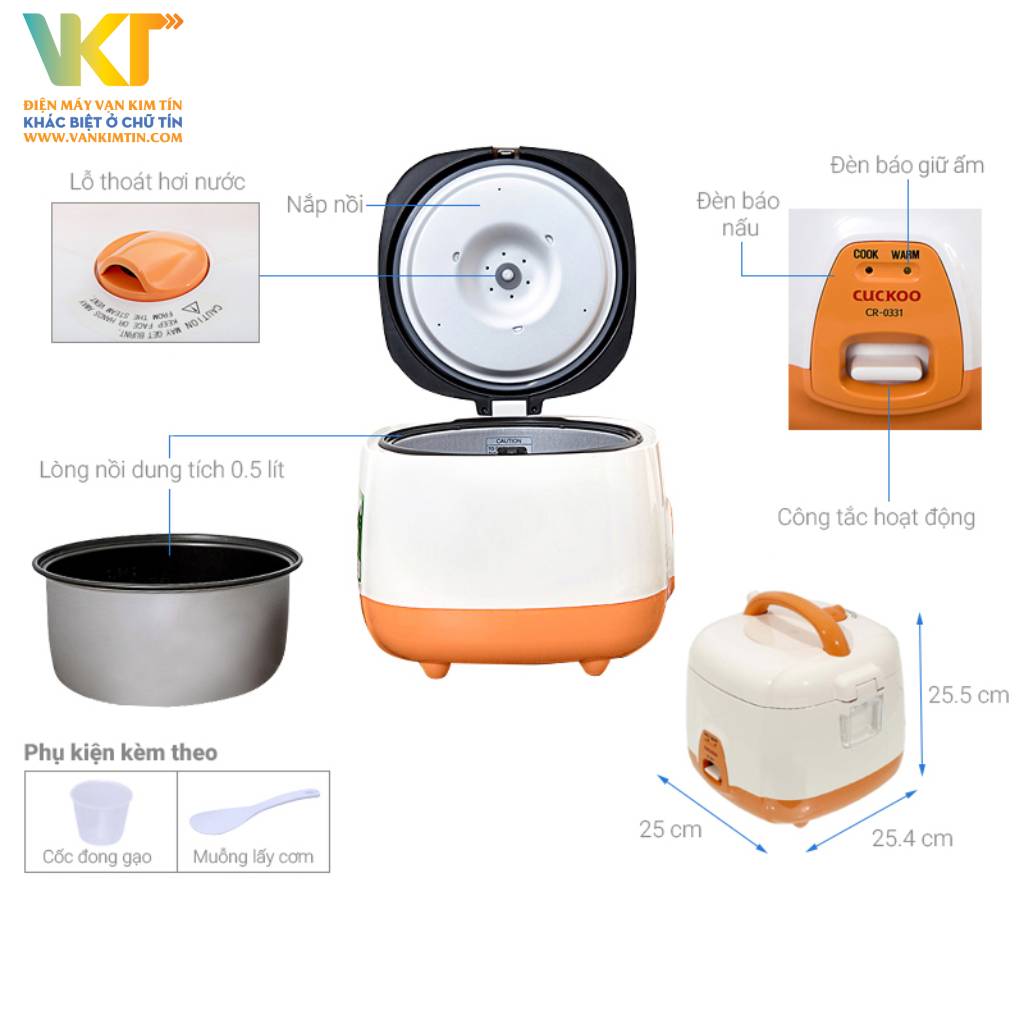 Nồi cơm điện nắp gài Cuckoo 0.5 lít CR-0331 - Thông tin kỹ thuật