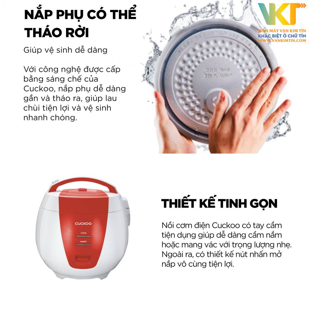Nồi cơm điện nắp gài Cuckoo 1.08 lít CR-0690 - Khay thoát nước, dây nguồn tháo rời