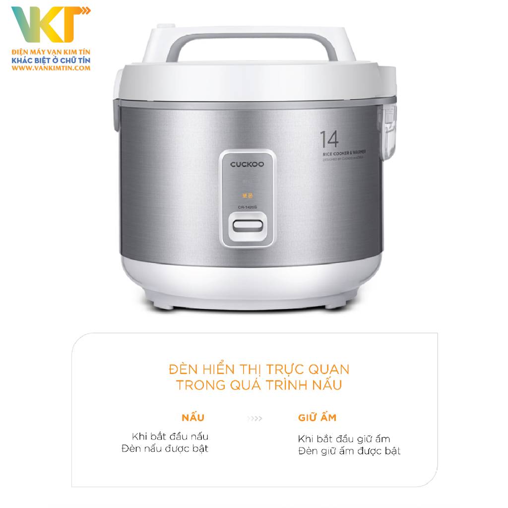 Nồi cơm điện nắp gài Cuckoo 2.5 lít CR-1420 Hàn Quốc - Nấu cơm nhanh hơn với công suất lớn, ổn định