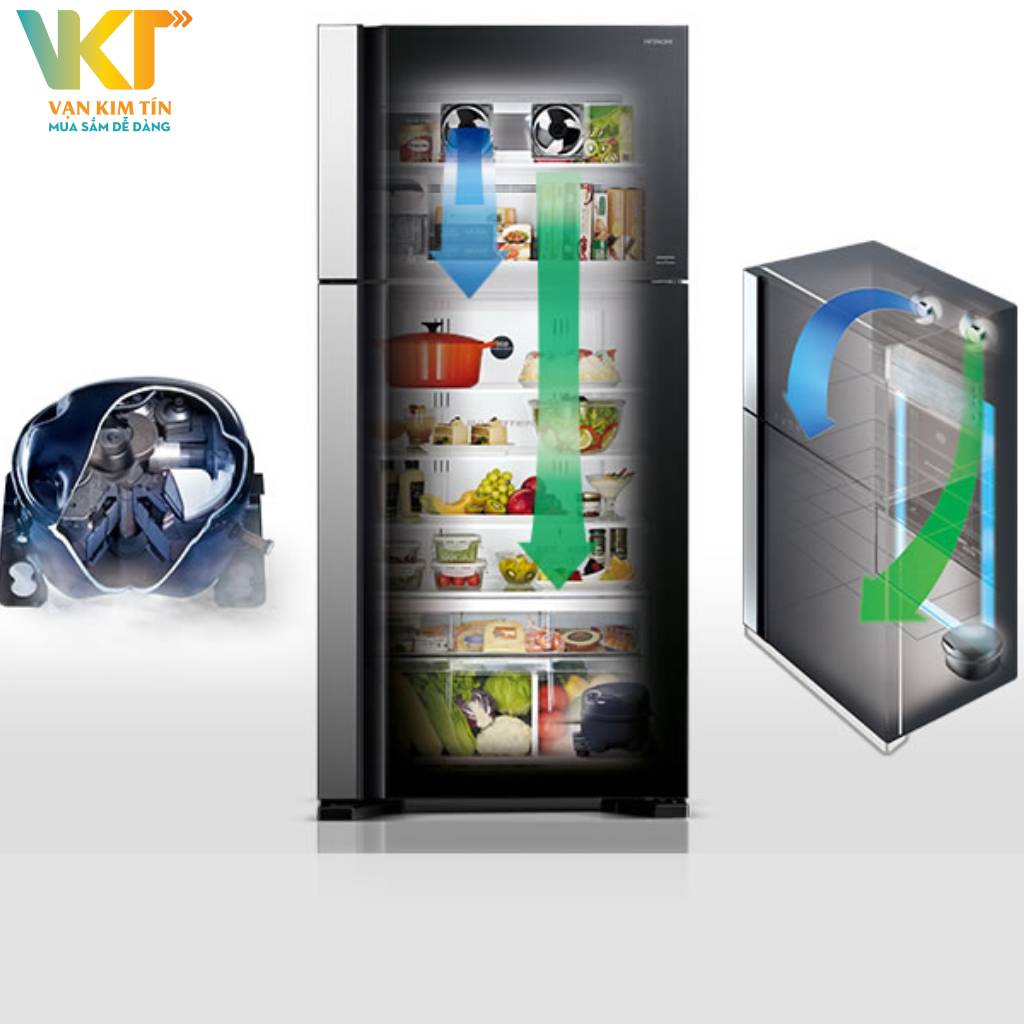 Tủ lạnh Hitachi Inverter 509 lít R-FW650PGV8 GBK - Tiết kiệm điện năng nhờ công nghệ Inverter và cảm biến nhiệt Eco