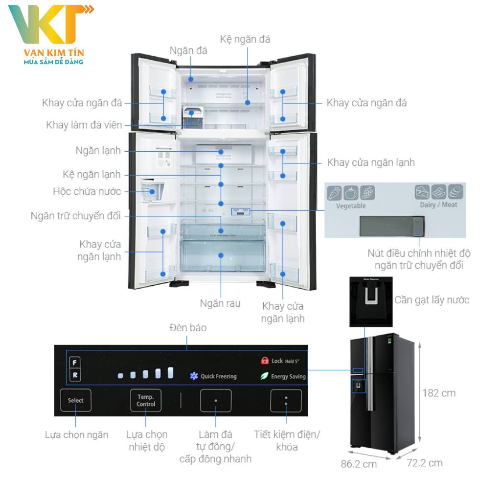 Tủ lạnh Hitachi Inverter 540 lít R-FW690PGV7 - Thông số kỹ thuật