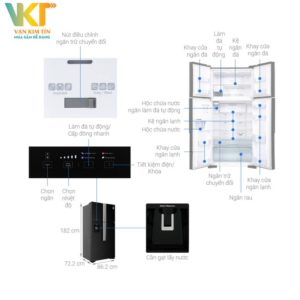 Tủ lạnh Hitachi Inverter 540 lít R-FW690PGV7X - Thông số kỹ thuật
