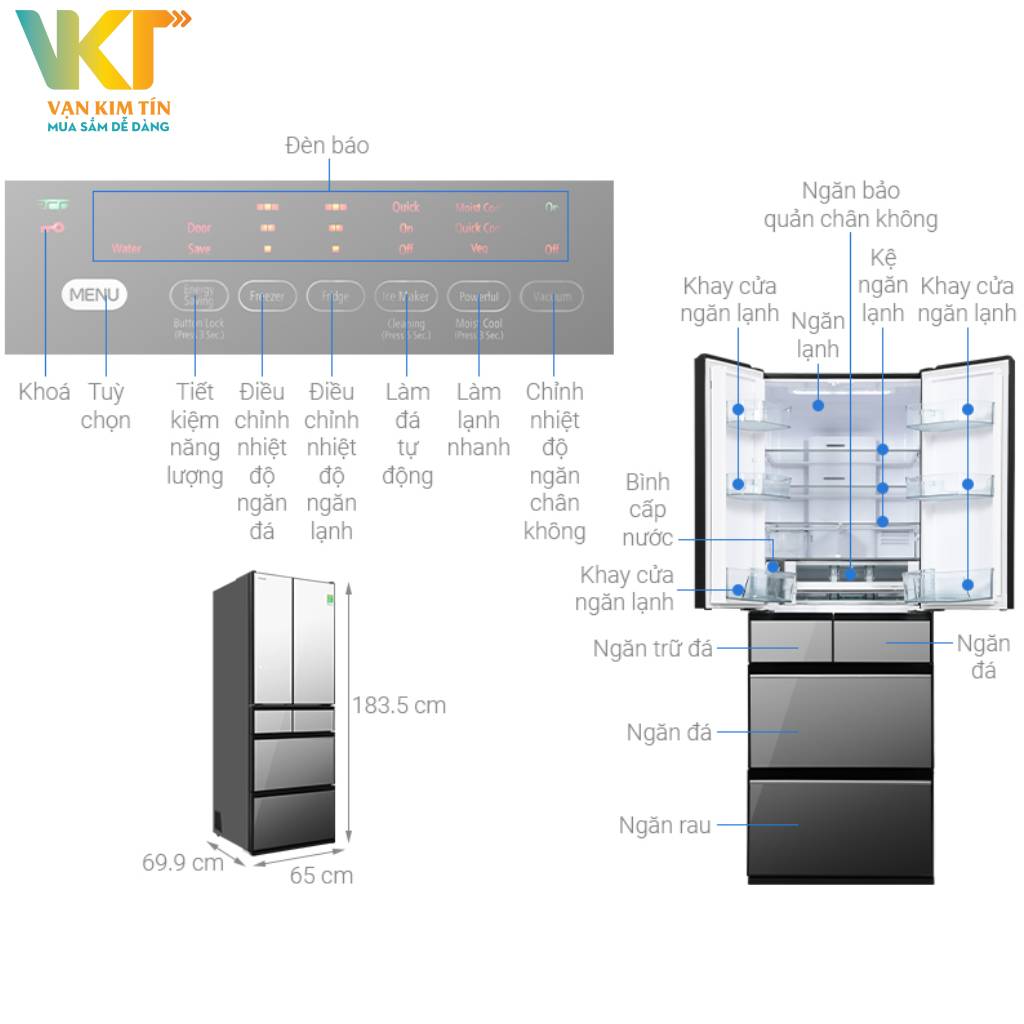 Tủ lạnh Hitachi Inverter 540 lít R-HW540RV X - Thông số kỹ thuật